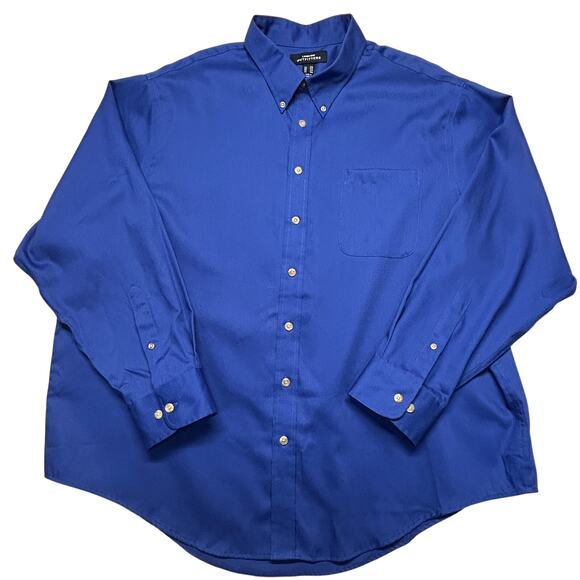 Lands End Outfitters Mens 2XL Button Down Shirt Royal Blue L/S 100% Cotton 2018 - Picture 5 of 12